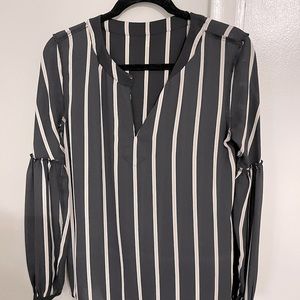 LOFT blouse - black w/ tan stripes